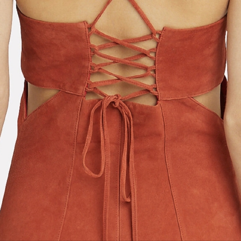 Red Backless Halter Bustier Dress
